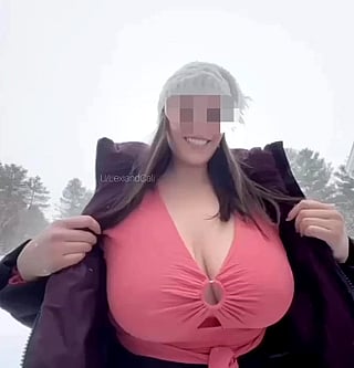Huge Tits in the Cold: 'My nipples get so hard' - Big Boobs, MILF, Natural Tits'