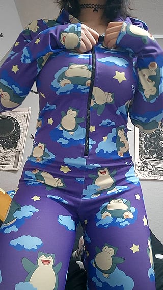 Titty Reveal in Snorlax Onesie'