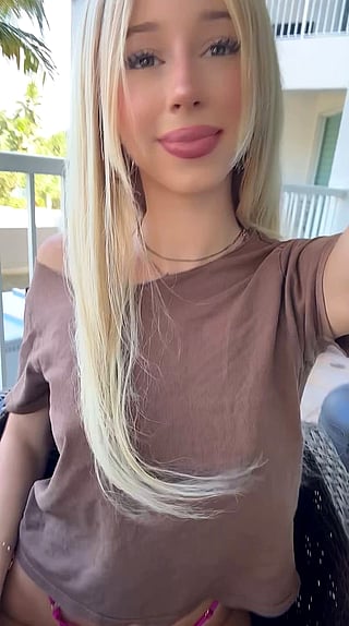 Blonde Teen Reveals Her Boobs on Public Platform'