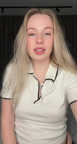 Blondie's Sweet Reveal: A Cute Amateur Moment'