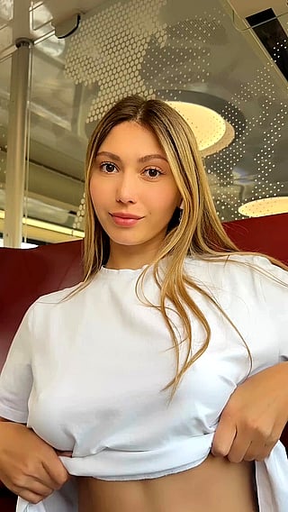 Cute Teen Reveal on Train'
