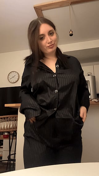 Titty Drop Perfect Shirt: Woman in Black Striped Shirt'