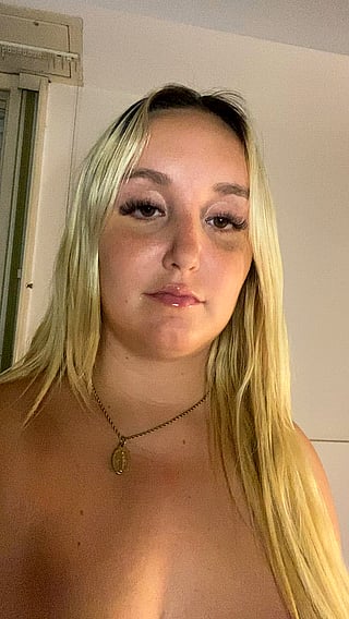 Blonde Babe with Big Boobs and a Necklace'