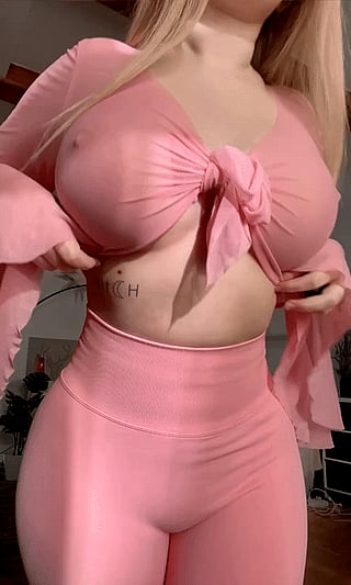 Pink Bitch Shows Off Her Tits and Boobs'