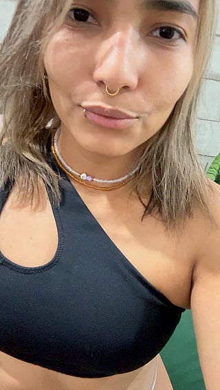 Good Morning, Babe! Brunette Latina with B Cup Serving Tits'