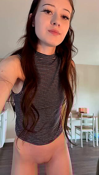 Tiny Tits Tease: Brunette Babe in a Skinny Tank Top'