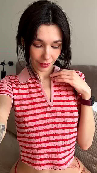 Red Striped Shirt Teen Flashing Tits'