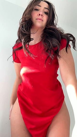 Got Milk? Watch This Brunette's Huge Tits in Red!'