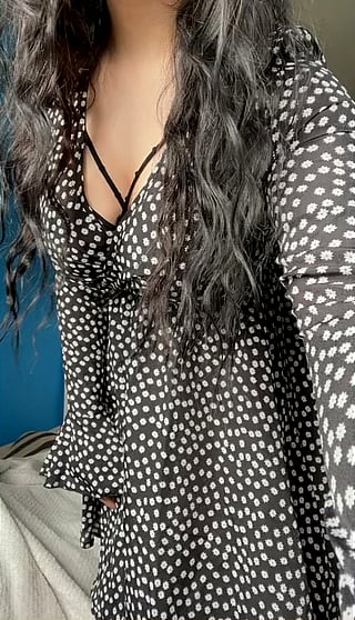 Showing off my huge polka dot boobs'