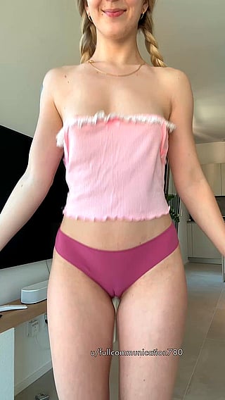 So Small, I Don't Even Need a Bra: Cute Amateur Teen in Pink Bikini'