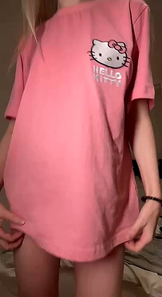 Pink Hello Kitty T-shirt: Your Daily Dose of Big Tits'