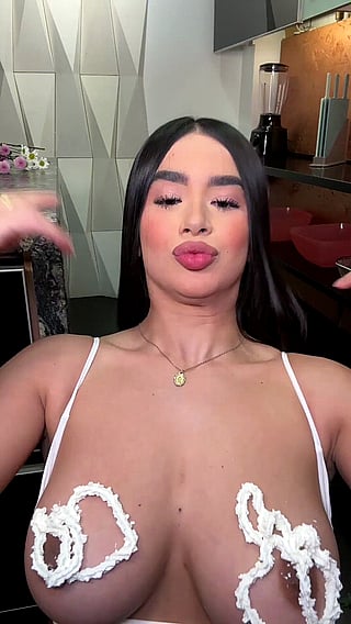 Suck on my nipples, it's a sweet treat!'
