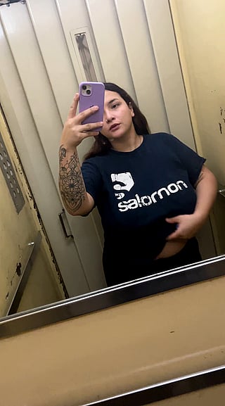 Chubby BBW Revealing Saggy Tits in Public Elevator'