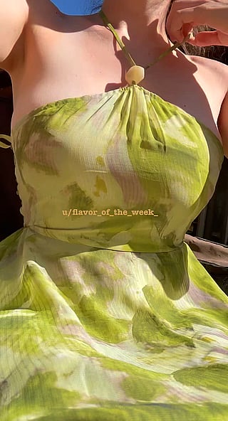 Big Tits Boobs Reveal: Cute Sundress Showing Off'