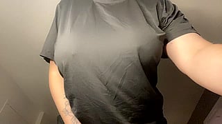 Is this shirt see-through for the gym? Big tits and a titty drop!'