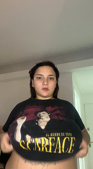 Chubby BBW Thinking About Piercing Her Saggy Tits'