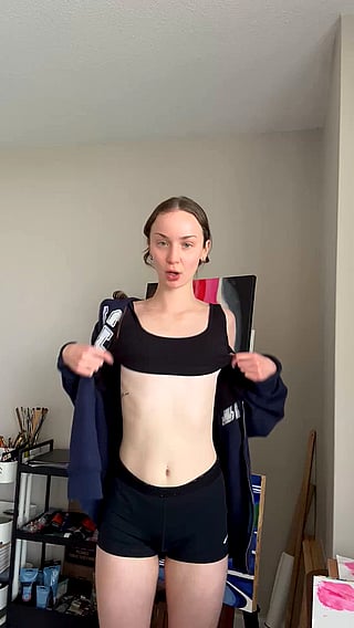 Showing off my tits: White girl reveals her small breasts'
