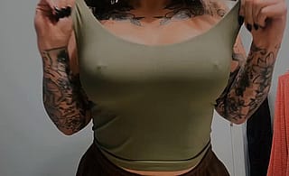 Who’s a fan of huge pierced natural titties on a tatted milf?'