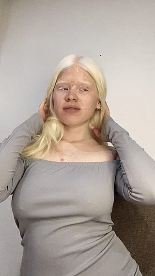 Simple Albino girl reveal natural boobs'