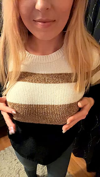 My big tits under my fav sweater'