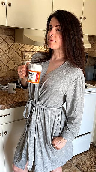 Coffee and titty reveals are a perfect combo ☕️✨'